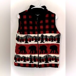 Black Bear Silhouette Fur Vest